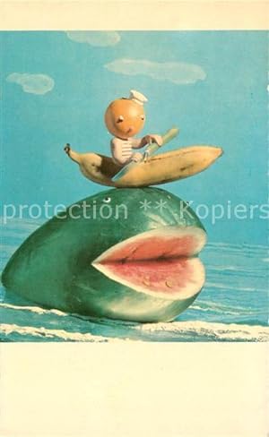 Seller image for Postkarte Carte Postale Obst Wassermelone Banane Orange Wal Boot for sale by Versandhandel Boeger