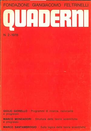 Seller image for Quaderni n. 2 - 1978. Giorello - Mondadori - Santambrogio for sale by Studio Bibliografico Orfeo (ALAI - ILAB)