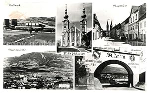 Postkarte Carte Postale St Andrä Kraftwerk Kirche Hauptplatz Gesamtansicht