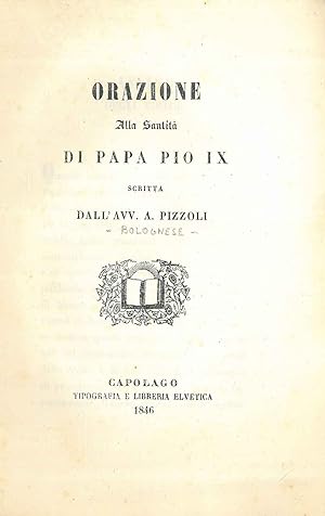 Orazione alla Santità di Papa Pio IX