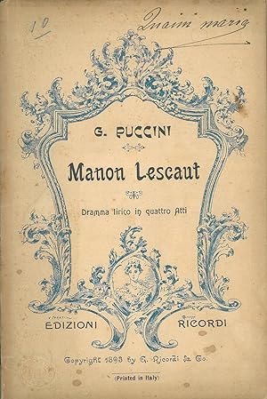 Manon Lescant. Dramma lirico in 4 atti