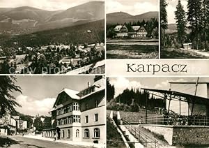 Postkarte Carte Postale Karpacz Panorama Ortsmotiv Bergbahn Hotel Waldpartie