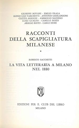 Racconti della scapigliatura milanese. La vita letteraria a Milano nel 1880 di Roberto Sacchetti