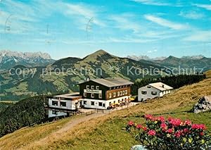 Bild des Verkufers fr Postkarte Carte Postale Niederau Wildschnau Markbachjochhaus Blick gegen Kaisergebirge Hohe Salve Loferer und Leoganger Steinberge zum Verkauf von Versandhandel Boeger