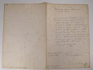 Eigenhändiger Brief mit eigenhändiger Unterschrift an "Hochgelährte Herren".