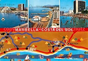 Postkarte Carte Postale Marbella Andalucia Costa del Sol Strand Lageplan