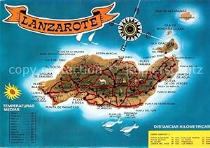 Postkarte Carte Postale Lanzarote Kanarische Inseln Lageplan