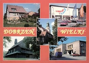 Postkarte Carte Postale Wielkie Piekary Fragment wsi Centrum handlowe Kosciol sw Rocha Gminny Osr...