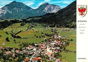 Postkarte Carte Postale Wiesing Tirol an Achenseestrasse mit Stanserjoch Bärenkogel Karwendel Fli...