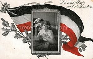 Postkarte Carte Postale Schwarz Weiss Rot Fahne Frau Brief