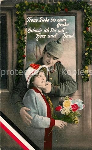 Postkarte Carte Postale Militaria Poesie Soldat Pickelhaube Schwarz-Weiss-Rot