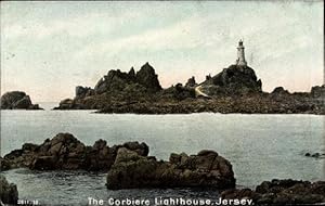 Seller image for Ansichtskarte / Postkarte Jersey Channel Islands, The Corbiere Lighthouse, panoramic view, shore, rocks for sale by akpool GmbH