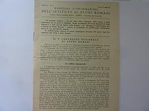 RASSEGNA D'INFORMAZIONI DELL'ISTITUTO DI STUDI ROMANI Anno VI n° 17 Maggio 1938 - XVI