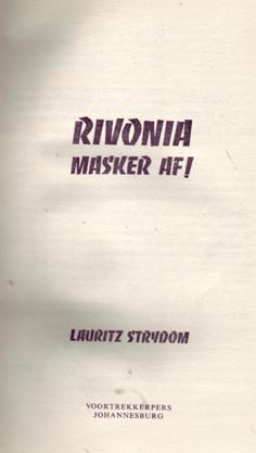 Seller image for Rivonia: Masker Af! for sale by Eaglestones