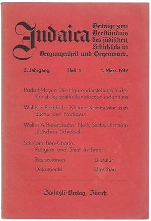 Judaica. Beiträge zum Verständnis des jüdischen Schicksals in Vergangenheit und Gegenwart. 5. Jah...