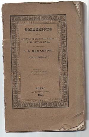 Seller image for COLLEZIONE DEGLI ARTICOLI DI ECONOMIA POLITICA E STATISTICA CIVILE (1839) for sale by Invito alla Lettura