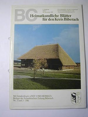 Imagen del vendedor de BC Heimatkundliche Bltter fr den Kreis Biberach 4. Jahrgang Heft 2 / Dez. 1981 - Mit Sonderdruck "Zeit und Heimat" Nr. 2 und 3 / 1981 a la venta por Antiquariat Fuchseck