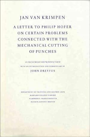 Seller image for Letter to Philip Hofer on Certain Problems Connected With the Mechanical Cutting of Punches for sale by GreatBookPrices