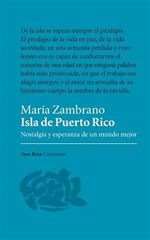 Bild des Verkufers fr Isla de Puerto Rico: Nostalgia y esperanza de un mundo mejor -Language: spanish zum Verkauf von GreatBookPrices
