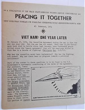 Image du vendeur pour Peacing It Together (#3 - February 1974): A Publication of the Peace Staff of the American Friends Service Committee [Newsletter] mis en vente par Bloomsbury Books