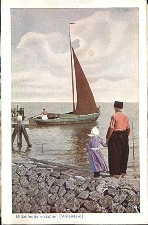 Bild des Verkufers fr Postkarte Carte Postale Trachten Segelboot Volendam Uitzeilende visscher zum Verkauf von Versandhandel Boeger
