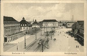 Postkarte Carte Postale Strassenbahn Karlsruhe Bahnhofsplatz
