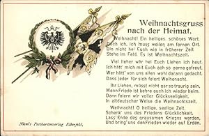Postkarte Carte Postale Schwarz Weiss Rot Weihnachtsgrüsse Fahnen Wappen