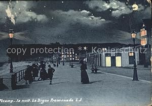 Postkarte Carte Postale Fecamp La Digue Promenade Nuit Clair de lune