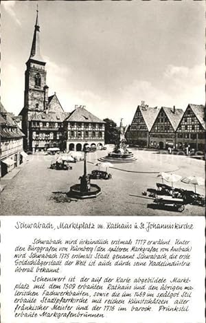 Postkarte Carte Postale Schwabach Marktplatz Rathaus St Johanniskirche Brunnen Geschichte