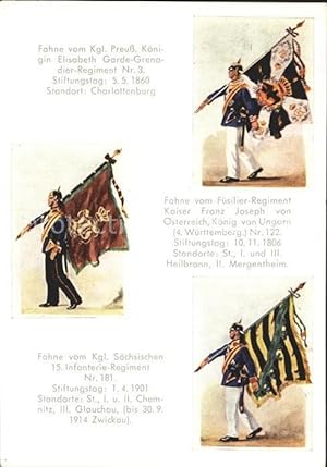 Bild des Verkufers fr Postkarte Carte Postale Regimente Fahnen Knigin Elisabeth Garde-Grenadier-Regiment Nr. 3 Fsilier-Regiment Kaiser Franz Joseph 15. Infanterie-Regiment Nr. 181 zum Verkauf von Versandhandel Boeger