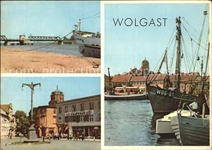 Postkarte Carte Postale Wolgast Mecklenburg-Vorpommern Dampferanlegestelle Platz der Jugend Hafen