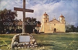 Bild des Verkufers fr Postkarte Carte Postale Santa Barbara California Queen Mission founded 1786 Cross zum Verkauf von Versandhandel Boeger