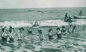 Postkarte Carte Postale Bademode Meer Boot Frauen