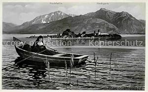 Postkarte Carte Postale Frauenchiemsee Boot Nonne Kloster Alpenblick
