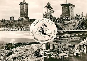 Bild des Verkufers fr Postkarte Carte Postale Brocken Harz Berghotel Restaurant Aussichsturm Eisenbahn Kleine Hexe zum Verkauf von Versandhandel Boeger