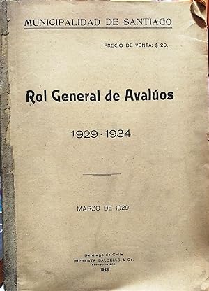 Rol General de Avalúos 1929-1934. Marzo de 1929