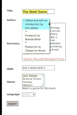 Immagine del venditore per Shell Game : Writers Play With Borrowed Forms venduto da GreatBookPrices