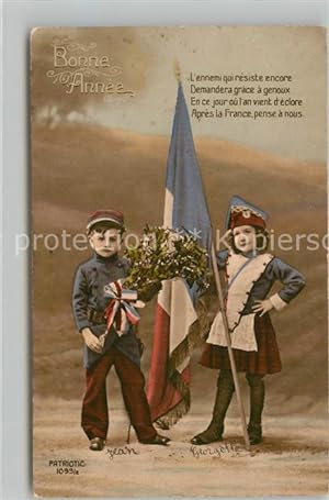 Postkarte Carte Postale Fahnen Frankreich Verlag-Patriotic-Nr. 1099/2 Bonne Annee Kinder
