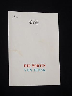 Image du vendeur pour Programmheft Komische Oper Berlin 1955/56. DIE WIRTIN VON PINSK von Naue, Mohaupt (Musik). Musikal. Ltg.: Robert Hanell, Insz.: Joachim Herz, Bhnenbild/ Kostme: Rudolf Heinrich. Mit Frans Andersson, Hedwig Mller-Btow, Hanns Nocker, Georges Athana, Manfred Jungwirth, Jutta Vulpius, Clementine von Schuch, Werner Miner, Herbert Rler mis en vente par Fast alles Theater! Antiquariat fr die darstellenden Knste