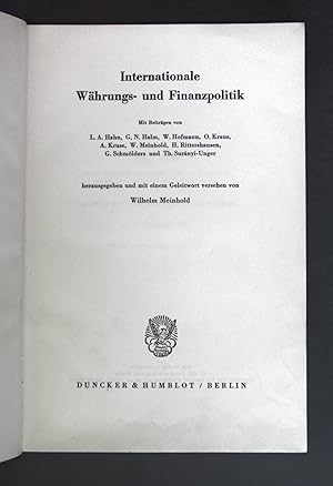 Bild des Verkufers fr Internationale Whrungs- und Finanzpolitik. zum Verkauf von books4less (Versandantiquariat Petra Gros GmbH & Co. KG)