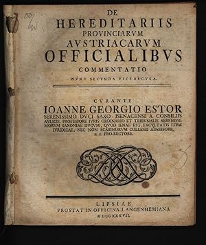 Bild des Verkufers fr De Hereditariis Provinciarum Avstriacarvm Officialibvs Commentatio zum Verkauf von Antiquariat Bookfarm