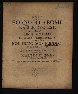 Bild des Verkufers fr De eo, quod abominabile Deo est zum Verkauf von Antiquariat Bookfarm
