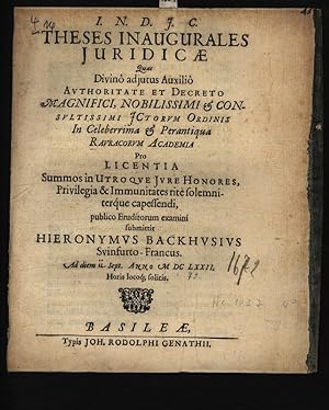 Bild des Verkufers fr Theses Inaugurales Juridicae zum Verkauf von Antiquariat Bookfarm