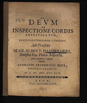 Bild des Verkufers fr Deum ex inspectione cordis investigatum zum Verkauf von Antiquariat Bookfarm