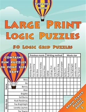 Immagine del venditore per Large Print Logic Puzzles: 50 Logic Grid Puzzles: Contains Fun Puzzles in Font Size 16pt venduto da GreatBookPrices