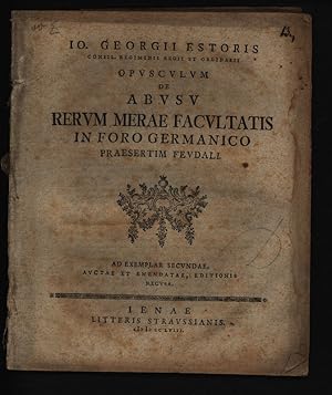 Bild des Verkufers fr De abusu rerum merae facultatis in foro Germanico praesertim feudali zum Verkauf von Antiquariat Bookfarm