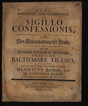 Seller image for De Sigillo Confessionis for sale by Antiquariat Bookfarm