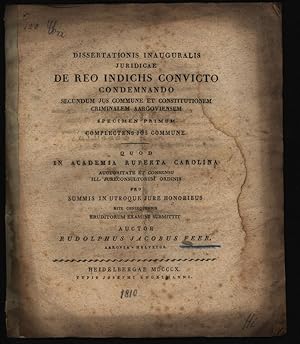 Imagen del vendedor de Dissertationis Inauguralis Juridicae De Reo Indiciis Convicto Condemnando Secundum Jus Commune Et Constitutionem Criminalem Aargoviensem Specimen Primum Complectens Jus Commune a la venta por Antiquariat Bookfarm