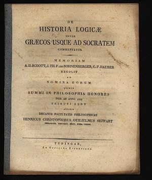 Bild des Verkufers fr De historia logicae inter Graecos usque ad Socratem commentatio zum Verkauf von Antiquariat Bookfarm