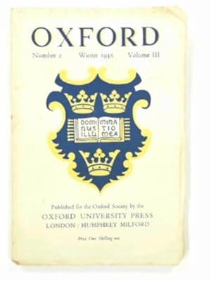 Bild des Verkufers fr Oxford Number 2, Winter 1936, Volume III zum Verkauf von Cotswold Internet Books